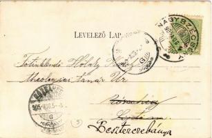 1905 Szécsény, Nagyszécsény; Részlet a Gross parkból (kastélypark), Ferences templom. Kiadja Körmend...