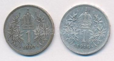 Ausztria 1902-1916. 1K Ag "Ferenc József" (2xkf) T:2 patina
Austria 1902-1916. 1 Corona A...