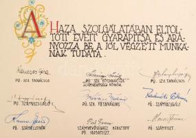 1947 Emlékkönyv Rákosy Jenő miniszteri tanácsos részére, sok száz aláírással