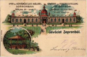 1904 Sopron, Ipar és Képzőművészeti Kiállítás augusztus 20. és szeptember 25. között, Főcsarnok, Zenecsarnok. Geisse H. litho