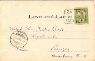 1905 Sellye, Heti vásár, erdei cigány pár. Makovics I. István órás kiadása + "Zaláta Postai. üg...