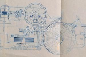 cca 1900-1920 Ganz és Társa névleg 20 lóerős gőzeke mozdony tervrajza, 49x59 cm