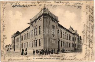 1905 Karánsebes, Caransebes; Új állami polgári és elemi iskola / school (fa)