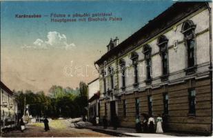 1919 Karánsebes, Caransebes; Fő utca, Püspöki palota / main street with bishops palace