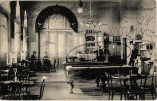 1909 Igló, Zipser Neudorf, Spisská Nová Ves; Vigadó étterem, belső biliárd asztalokkal. Gutkaiss fényképész / Redoute restaurant interior with billiard tables (EK)