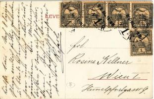 1908 Székesfehérvár, Kossuth utca, Kiss Antal, Németh Sándor üzlete, postakocsi, "A sebes hajtá...