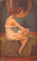 Szentessy jelzéssel: Hölgy kombinéban. Olaj, vászon, keretben, 33×22 cm