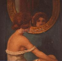 Szentessy jelzéssel: Hölgy kombinéban.  Olaj, vászon, keretben, 33×22 cm