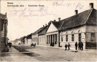 1915 Árpatarló, Ruma; Vasút utca, városháza / Kolodvorska ulica / Eisenbahn Gasse / railway street, town hall (Rb)