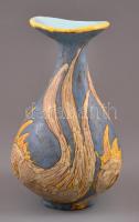 Gorka Lívia (1925-2011): Madaras váza. Festett, mázas kerámia, jelzett, apró máz hibával, m:23 cm