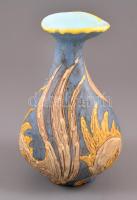 Gorka Lívia (1925-2011): Madaras váza. Festett, mázas kerámia, jelzett, apró máz hibával, m:23 cm