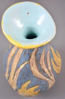 Gorka Lívia (1925-2011): Madaras váza. Festett, mázas kerámia, jelzett, apró máz hibával, m:23 cm