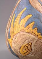 Gorka Lívia (1925-2011): Madaras váza. Festett, mázas kerámia, jelzett, apró máz hibával, m:23 cm