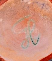 Gorka Lívia (1925-2011): Madaras váza. Festett, mázas kerámia, jelzett, apró máz hibával, m:23 cm