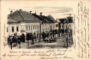1905 Rozsnyó, Roznava; Rákóczi tér, Falvi Jenő üzlete és saját kiadása / square, shop (EK)