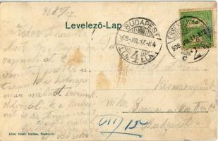 1908 Érsekújvár, Nové Zámky; vasútállomás, vasutasok. Adler József kiadása / Bahnhof / railway stati...