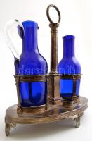 cca 1840 Antik francia ezüst (Ag.) olaj-ecet tartó, jelzett, dugók nélkül, jó állapotban, m: 29 cm, ...