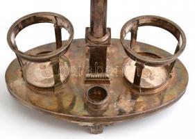 cca 1840 Antik francia ezüst (Ag.) olaj-ecet tartó, jelzett, dugók nélkül, jó állapotban, m: 29 cm, ...