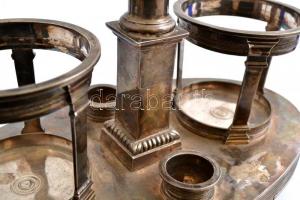 cca 1840 Antik francia ezüst (Ag.) olaj-ecet tartó, jelzett, dugók nélkül, jó állapotban, m: 29 cm, ...