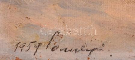 Olvashatatlan jelzéssel: Téli táj. Olaj, vászon-karton, keretben, 21×29 cm