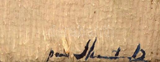 Olvashatatlan jelzéssel: Folyó part házzal. Olaj, vászon-karton, keretben, 17×22 cm