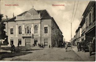 1910 Rimaszombat, Rimavská Sobota; Hungária szálloda, cukrászda, létra. Ifj. Rábely Miklós kiadása / hotel, confectionery, ladder