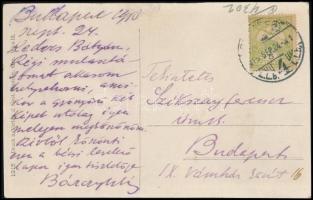 1915 Bárczy István (1866-1943) Budapest főpolgármesterének (1913-1919) saját kézzel írt köszönet nyilvánító sorai és aláírása egy őt ábrázoló képeslapon