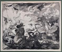 Jelzés nélkül: Purgatórium. Akvarell, papír, 25×30 cm