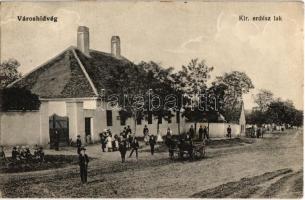 1918 Városhídvég (Szabadhídvég), Kir. erdész lak, utcakép lovaskocsival. Kiadja Somogyi Antal (EK)