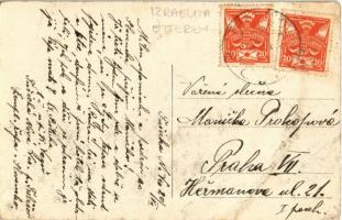 Gálszécs, Secovce; Terna utca. Zsidó vendéglő a körtefához héber írással / street view with Jewish r...