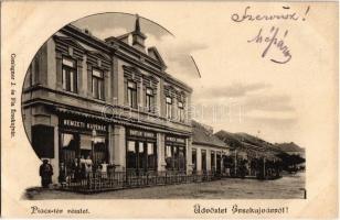 1901 Érsekújvár, Nové Zámky; Piac tér, Bartlik Károly Nemzeti Kávéháza, Központi kávéház. Conlegner J. és fia / square with cafe