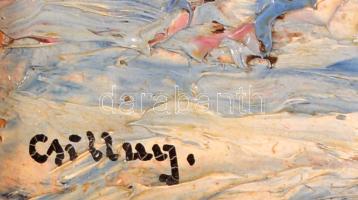 Csillag jelzéssel: Téli fák. Olaj, karton, keretben, 16×12 cm