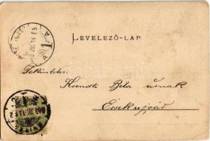 1903 Nyitra, Nitra; Vármegye utca, templom. Huszár István kiadása / street view, church (EK)