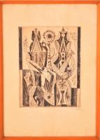 Hincz Gyula (1904-1986): Pár. Rézkarc, papír, jelzett, üvegezett keretben, 24×19 cm