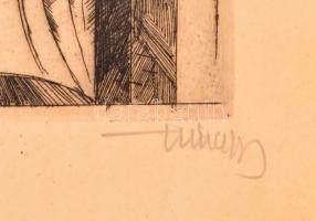 Hincz Gyula (1904-1986): Pár. Rézkarc, papír, jelzett, üvegezett keretben, 24×19 cm