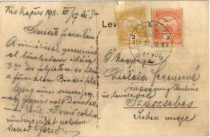 1911 Kiskapus, Kleinkopisch, Copsa Mica; vasútállomás, vasutasok. Kiadja Briegel Josef fényképész / ...