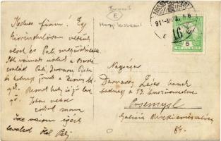 1911 Brassó, Kronstadt, Brasov; Kirándulás a hegyi kisvasúttal, városi vasút napernyős hölgyekkel és...