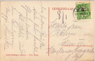 1914 Losonc, Lucenec; Vasúti utca, Szüsz Miksa üzlete, piac árus. Redlinger kiadása / railway street...