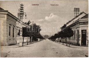 Losonc, Lucenec; Vasúti utca, Lakatos Gyula üzlete / railway street, shop