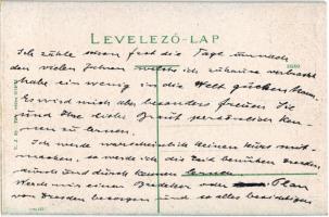 Pöstyén-fürdő, Kúpele Piestany, Pistyan; Érkezéskor-Induláskor. Humoros képeslap pénzzel / Upon arri...