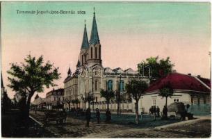 1914 Temesvár, Timisoara; Józsefváros, Bonnáz utca, zárda templom. Kiadja Kugel Károly fényképész / Iosefin / street view with nunnery and church