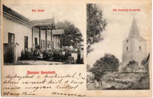 1910 Berzéte, Brzotín; Református templom, paplak és iskola / Calvinist church, rectory and school