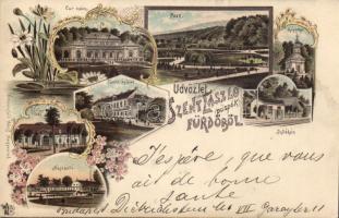 Szent László - Püspökfürdő with railway station Litho