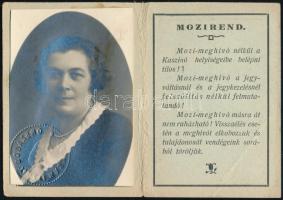 1931 Országos Tisztkaszinó fényképes mozi meghívója hölgy részére