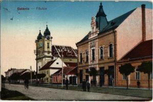 1916 Galánta, Fő utca, templom, takarékpénztár részvénytársaság, üzlet / main street, church, savings bank, shop (EK)