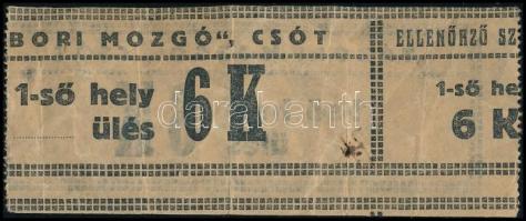 cca 1915-1923 Csót, hadifogoly tábor "tábori mozgó" mozi jegye