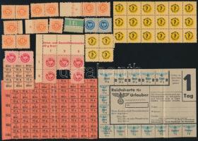 cca 1940-1945 Német Birodalmi élelmiszerjegyek eredeti papír gyűjtő-tokban, a tokon kis szakadással.