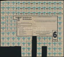 cca 1940-1945 Német Birodalmi élelmiszerjegyek eredeti papír gyűjtő-tokban, a tokon kis szakadással