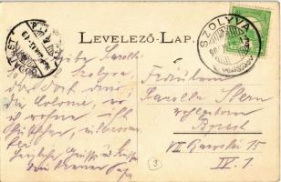 1909 Szolyva, Svalová, Szvaljava, Svaliava; Fő utca, Görögkatolikus templom, üzlet, hátul a felállvá...