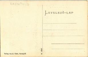 Nagyapold, Grosspold; Ördög-vasúti híd a Cigány-árok felett, gőzmozdony. Andr. Glatz / Teufelsbrücke...